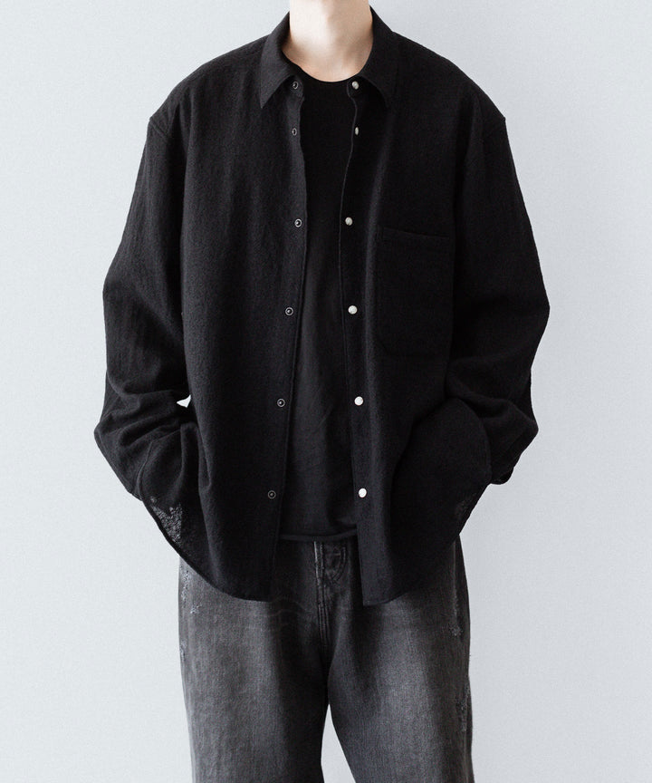 phebus フィーバス WOOL AMUNZEN SHIRTのBLACK 公式通販サイトsession福岡セレクトショップ