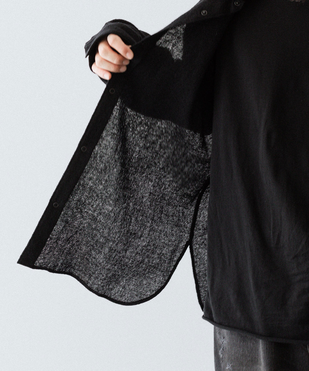 phebus フィーバス WOOL AMUNZEN SHIRTのBLACK 公式通販サイトsession福岡セレクトショップ