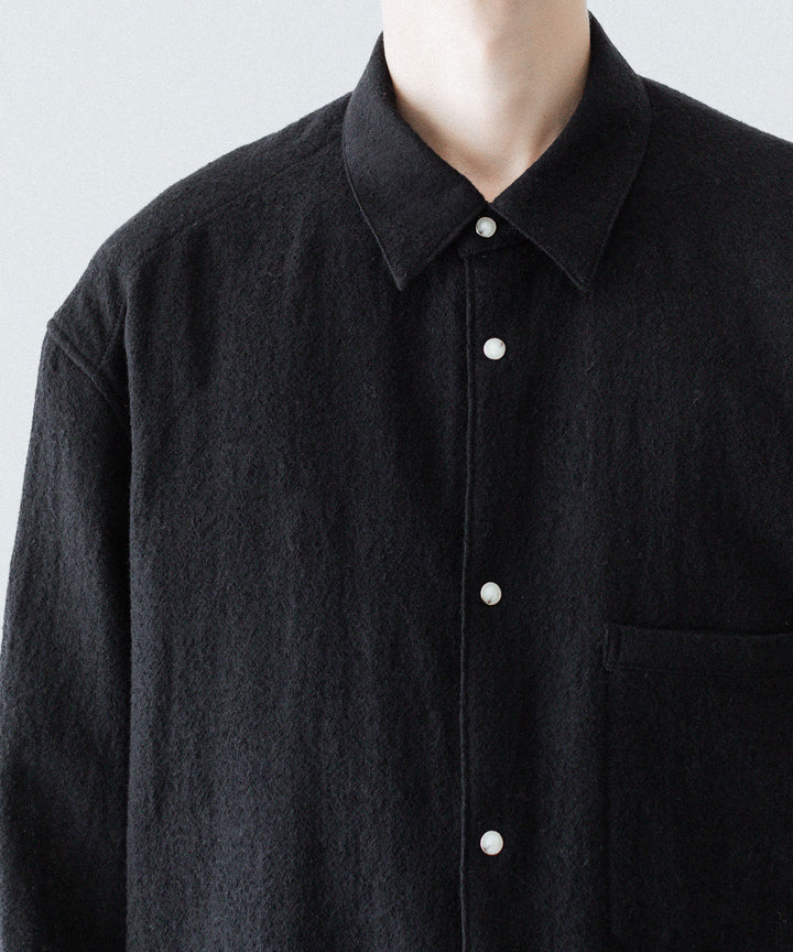phebus フィーバス WOOL AMUNZEN SHIRTのBLACK 公式通販サイトsession福岡セレクトショップ