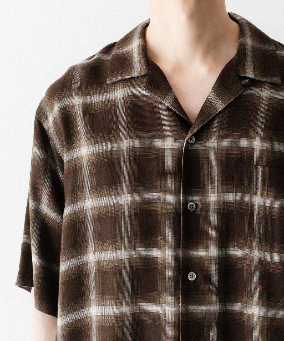 ssstein(シュタイン)のLY/VIS CHECK OVERSIZED OPEN COLLAR SS SHIRT - BROWN OMBREの公式通販サイトsession福岡セレクトショップ