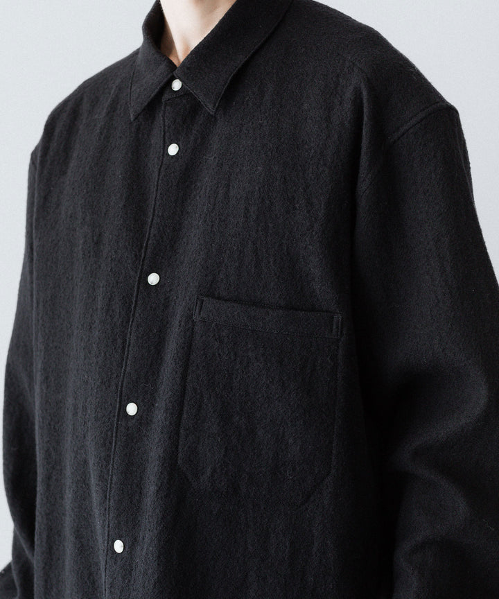 phebus フィーバス WOOL AMUNZEN SHIRTのBLACK 公式通販サイトsession福岡セレクトショップ