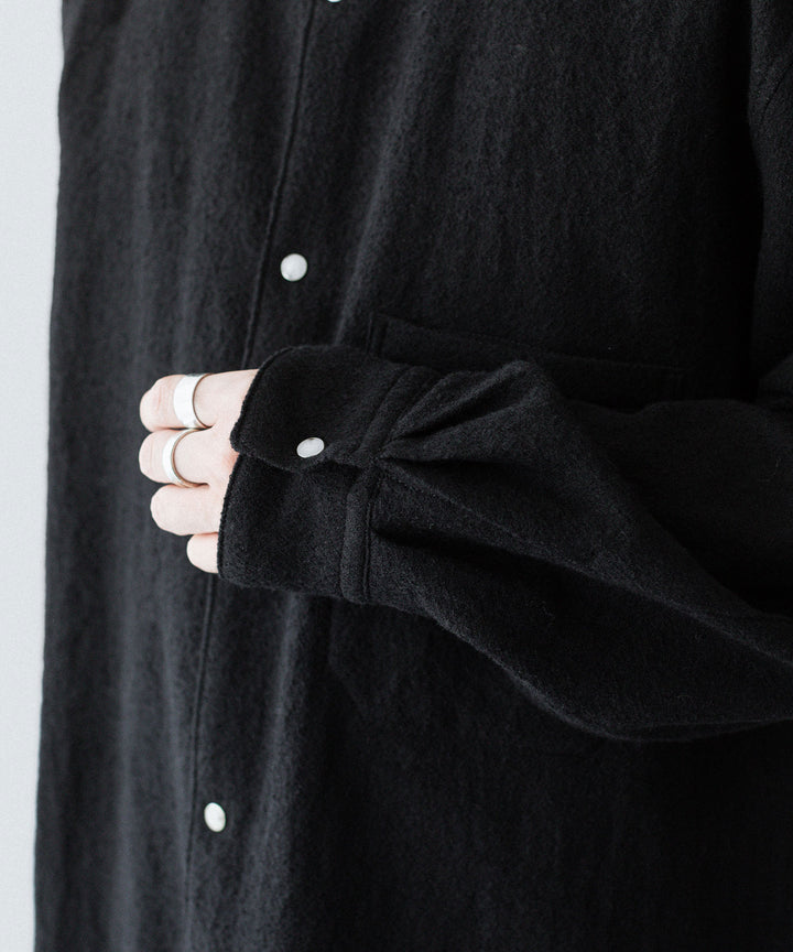 phebus フィーバス WOOL AMUNZEN SHIRTのBLACK 公式通販サイトsession福岡セレクトショップ