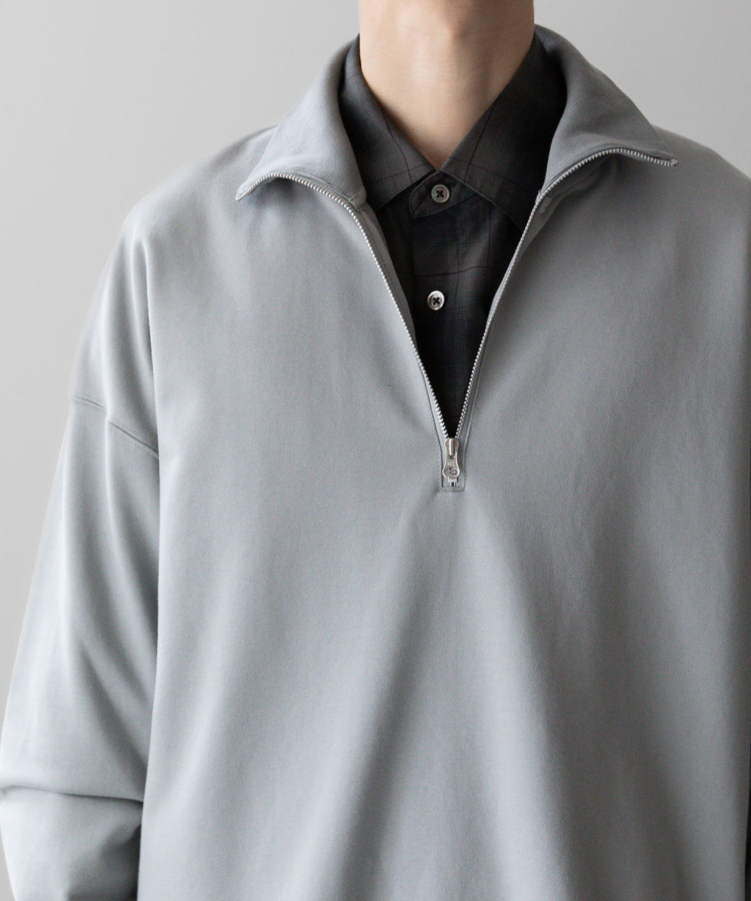 KANEMASA PHIL. カネマサフィル 23AW EXCLUSIVE - 36G SUPER FINE GAUGE HALF ZIP PULLOVER - LIGHT GRAY sessionセッション福岡セレクトショップ公式通販サイト