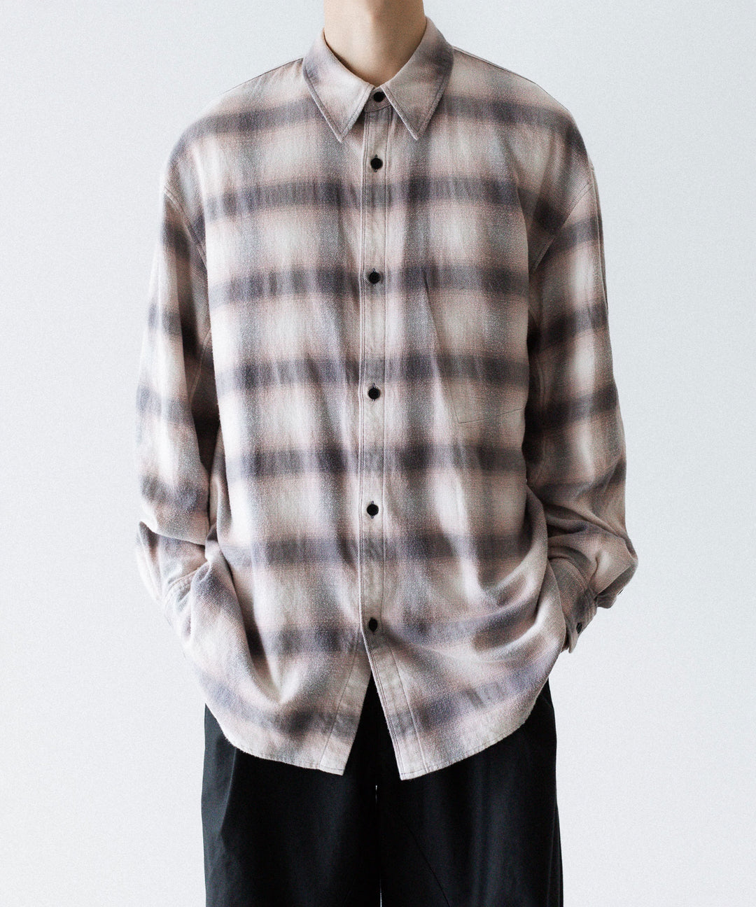 【 VEIN 】ORGANIC COTTON OMBRE CHECK L/S SHIRT - C.GRAY公式通販サイトsession福岡セレクトショップ