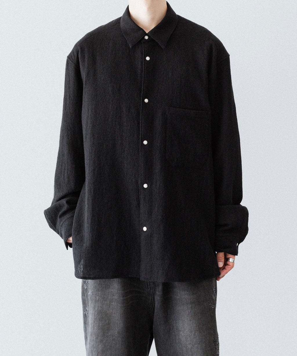 phebus フィーバス WOOL AMUNZEN SHIRTのBLACK 公式通販サイトsession福岡セレクトショップ