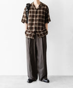 画像をギャラリービューアに読み込む, 【ssstein】LY/VIS CHECK OVERSIZED OPEN COLLAR SS SHIRT - BROWN OMBRE
