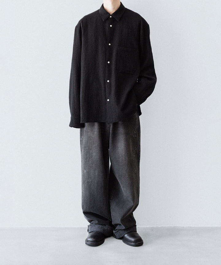 phebus フィーバス WOOL AMUNZEN SHIRTのBLACK 公式通販サイトsession福岡セレクトショップ
