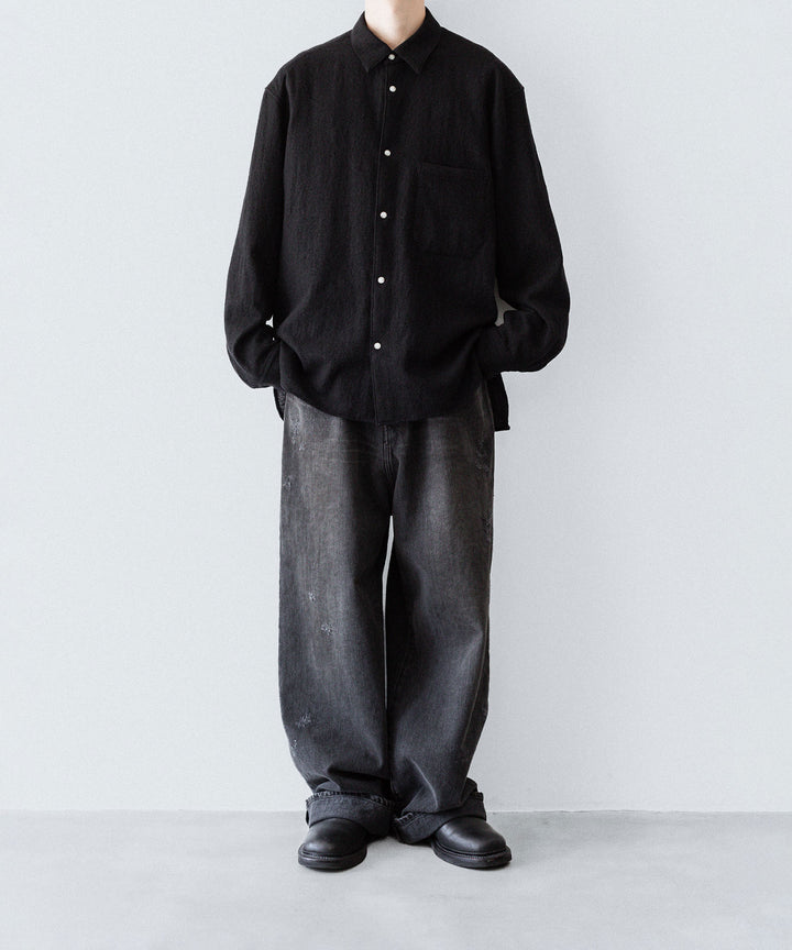phebus フィーバス WOOL AMUNZEN SHIRTのBLACK 公式通販サイトsession福岡セレクトショップ