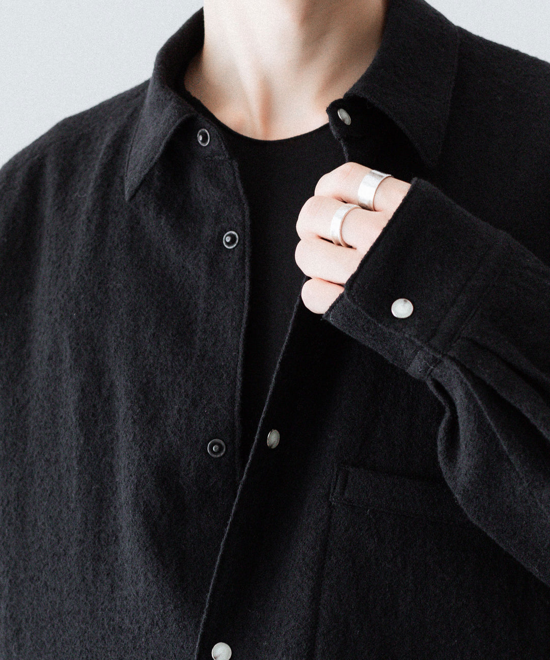 phebus フィーバス WOOL AMUNZEN SHIRTのBLACK 公式通販サイトsession福岡セレクトショップ