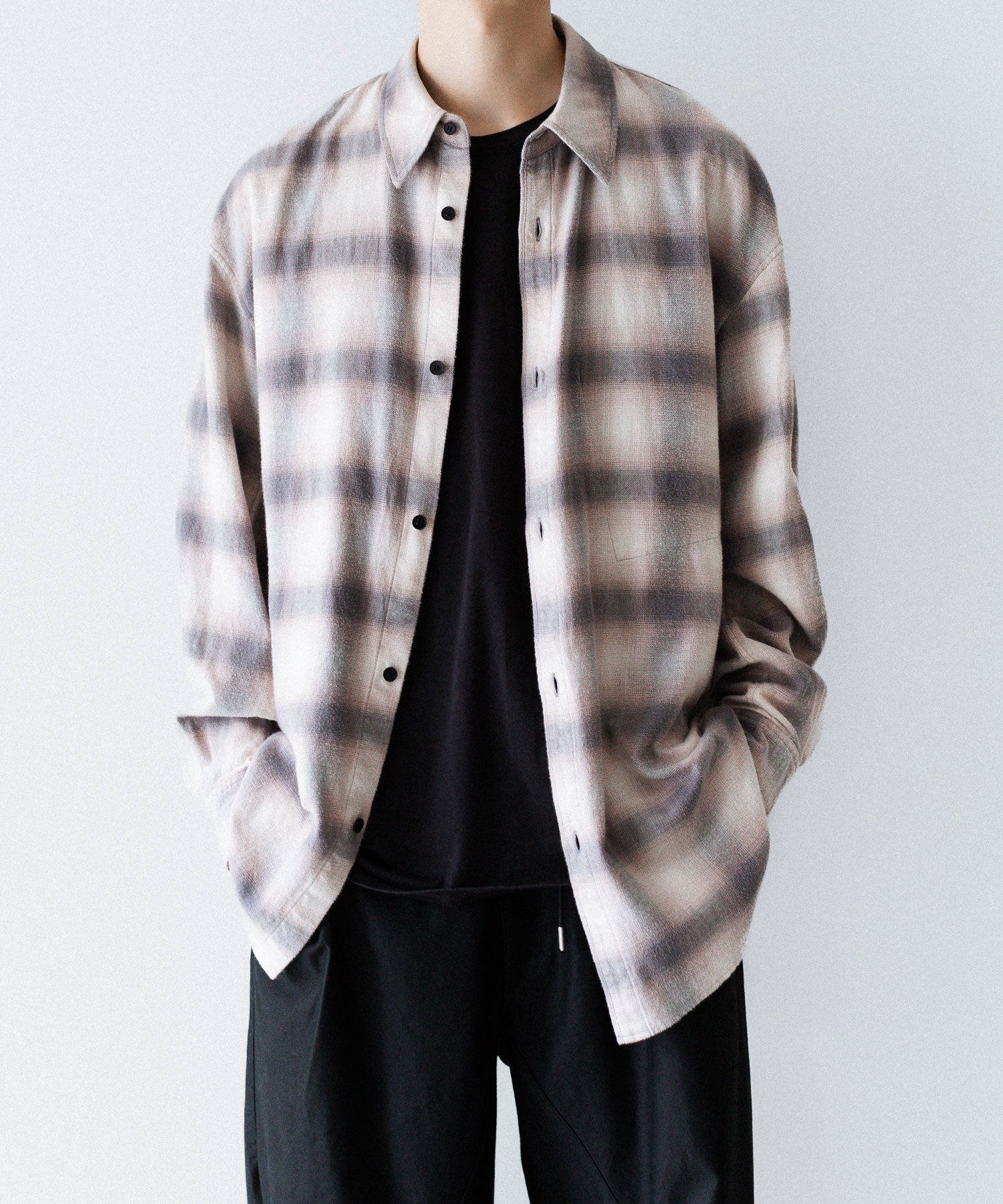 【 VEIN 】ORGANIC COTTON OMBRE CHECK L/S SHIRT - C.GRAY公式通販サイトsession福岡セレクトショップ