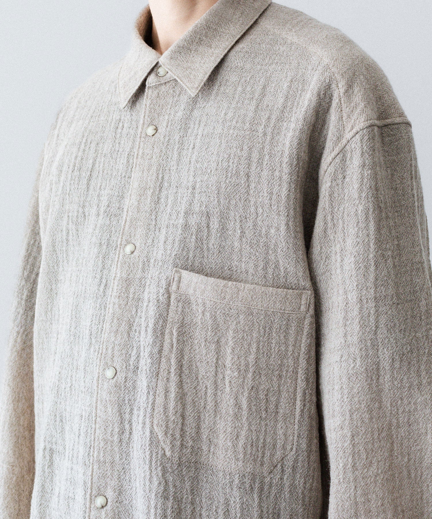 phebus フィーバス WOOL AMUNZEN SHIRTの BEIGE 公式通販サイトsession福岡セレクトショップ