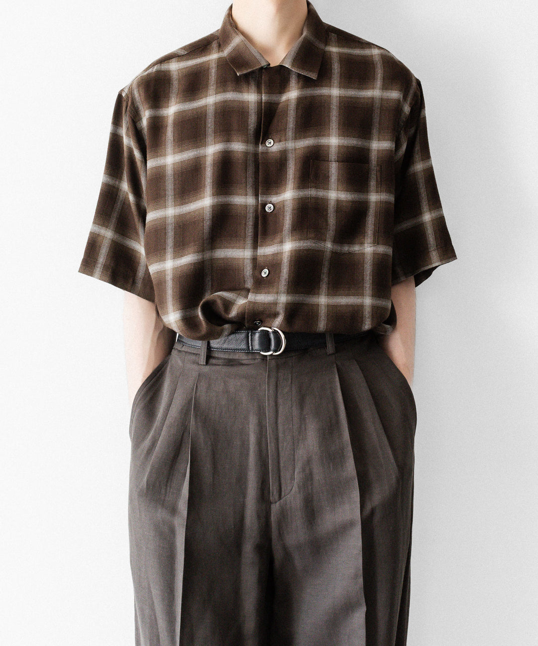 ssstein(シュタイン)のLY/VIS CHECK OVERSIZED OPEN COLLAR SS SHIRT - BROWN OMBREの公式通販サイトsession福岡セレクトショップ