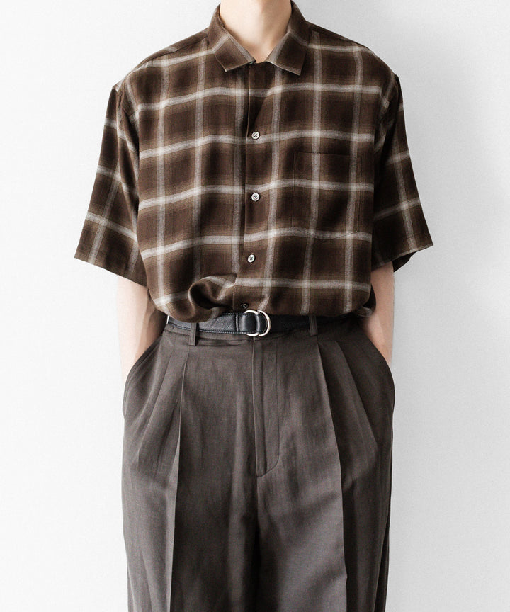 ssstein(シュタイン)のLY/VIS CHECK OVERSIZED OPEN COLLAR SS SHIRT - BROWN OMBREの公式通販サイトsession福岡セレクトショップ