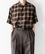 画像をギャラリービューアに読み込む, 【ssstein】LY/VIS CHECK OVERSIZED OPEN COLLAR SS SHIRT - BROWN OMBRE
