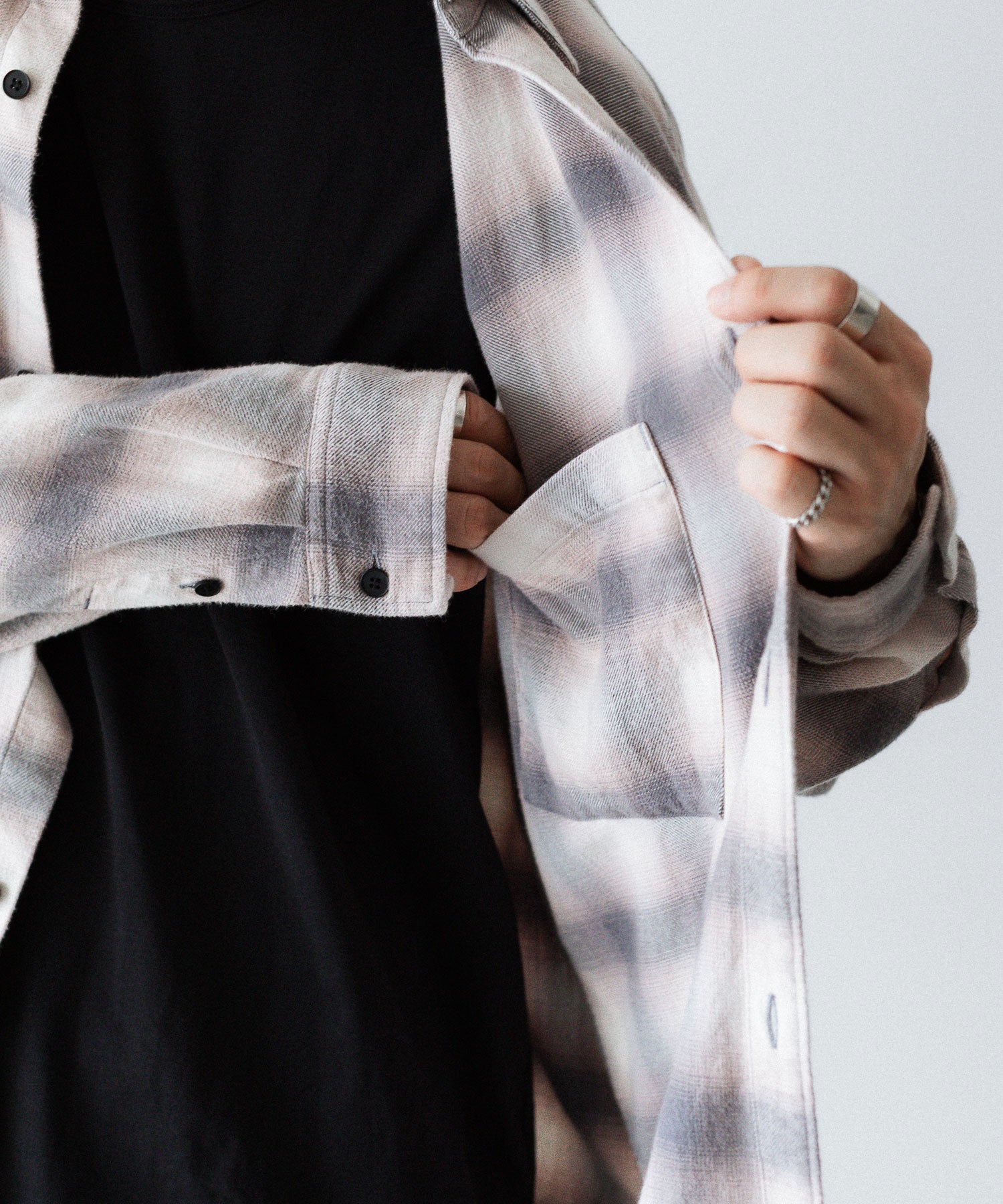 【 VEIN 】ORGANIC COTTON OMBRE CHECK L/S SHIRT - C.GRAY公式通販サイトsession福岡セレクトショップ