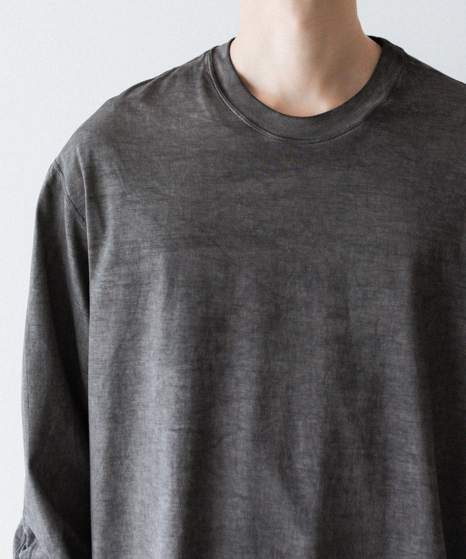 【 VEIN 】100/3 SUEDE JERSEY COLD DYED VESSEL L/S TEE - GRAY