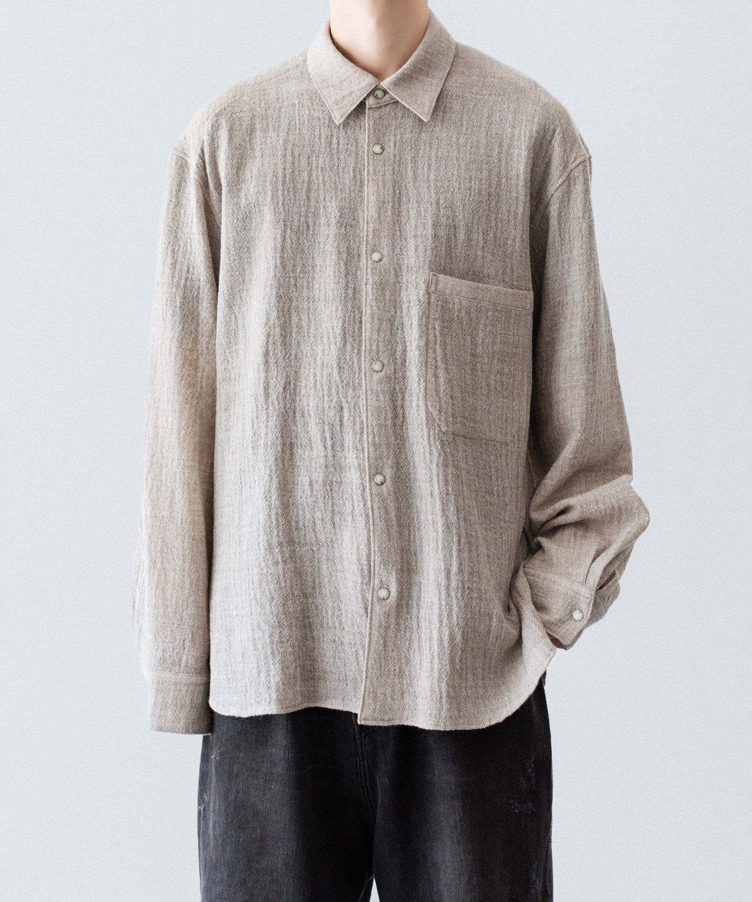 phebus フィーバス WOOL AMUNZEN SHIRTの BEIGE 公式通販サイトsession福岡セレクトショップ