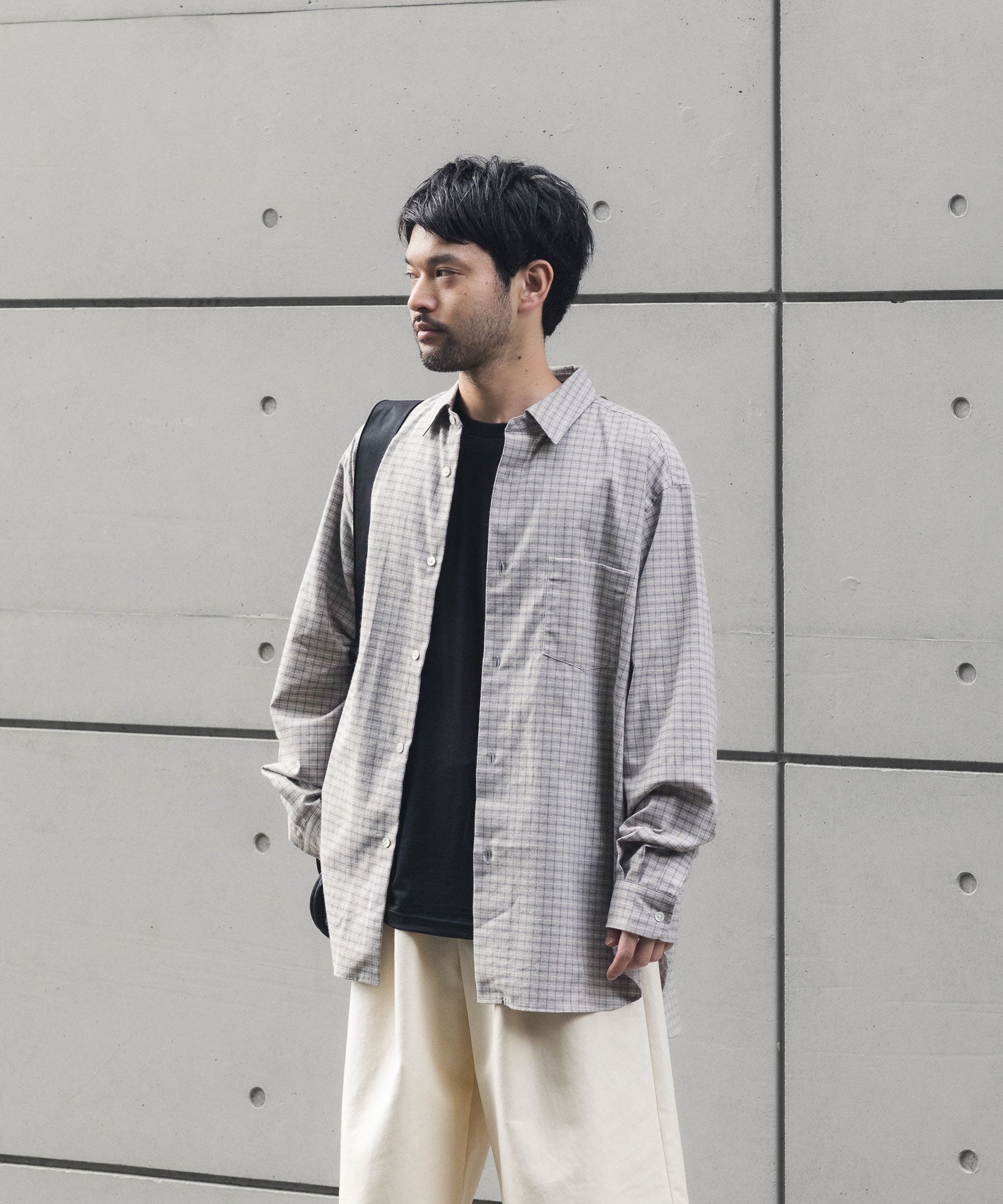 ssstein / シュタイン】FINE WOOL OVERSIZED SHORT SLEEVE TEE - BLACK