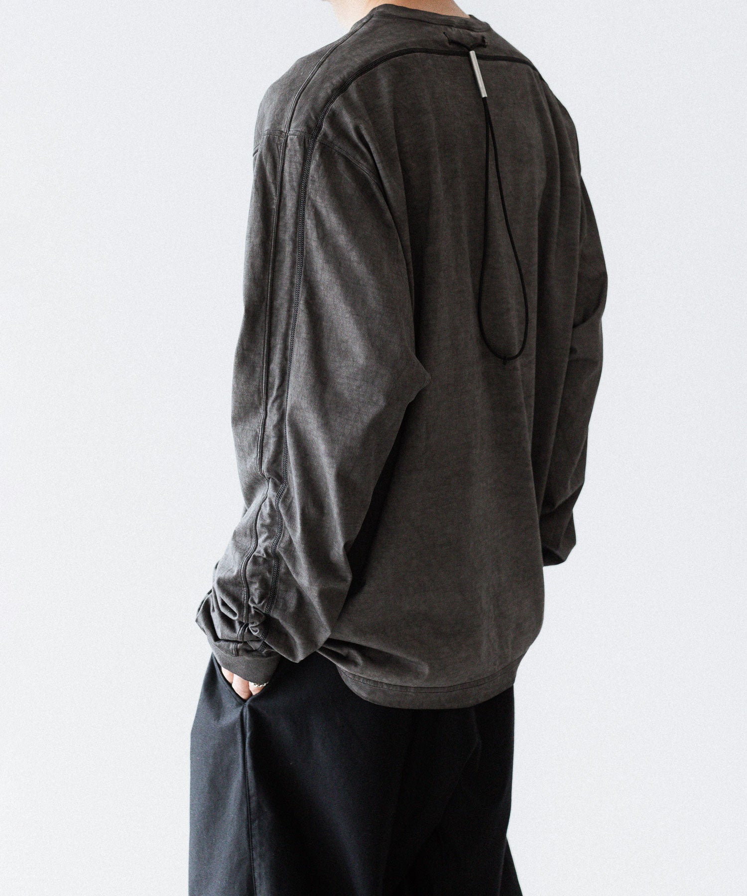 【 VEIN 】100/3 SUEDE JERSEY COLD DYED VESSEL L/S TEE - GRAY