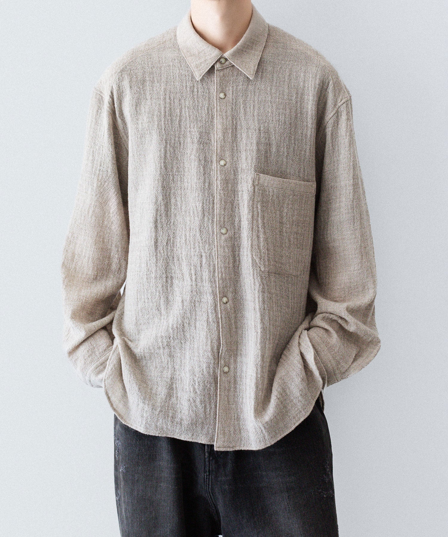 phebus フィーバス WOOL AMUNZEN SHIRTの BEIGE 公式通販サイトsession福岡セレクトショップ