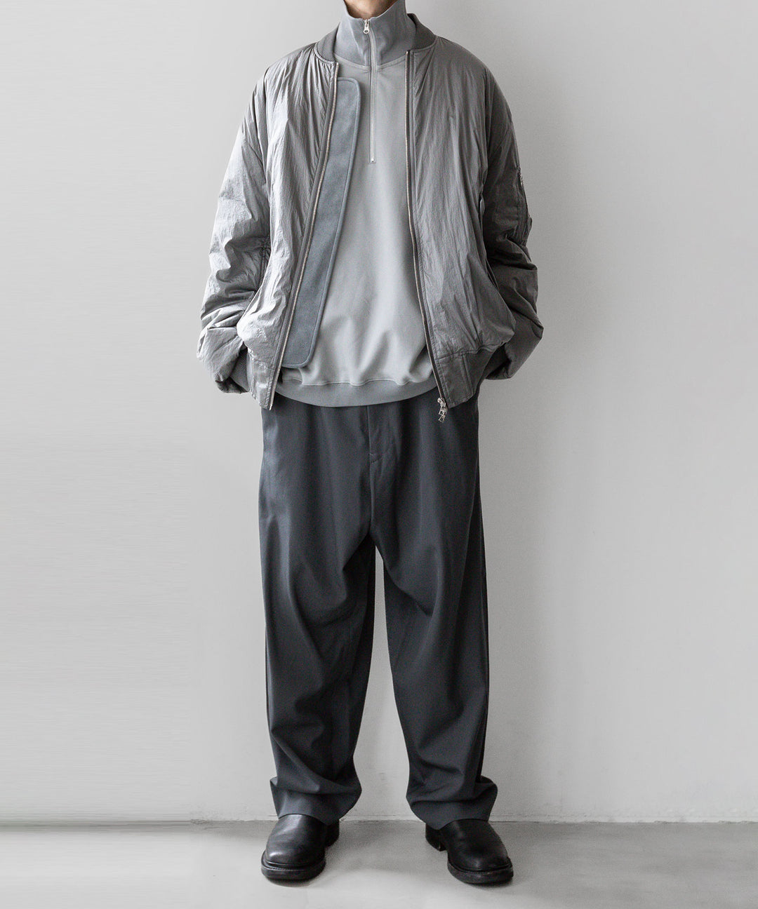 KANEMASA PHIL. カネマサフィル 23AW EXCLUSIVE - 36G SUPER FINE GAUGE HALF ZIP PULLOVER - LIGHT GRAY sessionセッション福岡セレクトショップ公式通販サイト