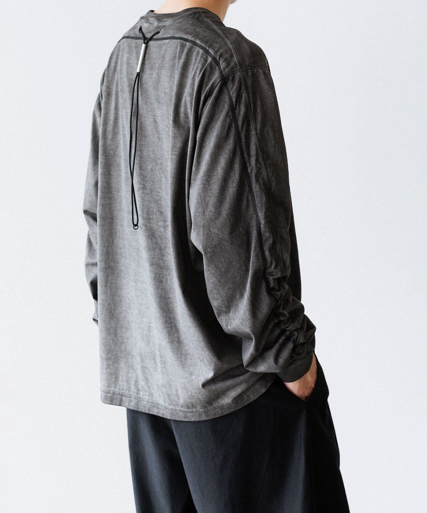 【 VEIN 】100/3 SUEDE JERSEY COLD DYED VESSEL L/S TEE - GRAY