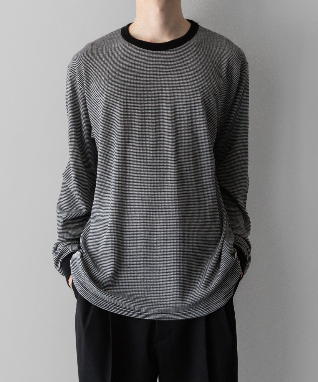 ssstein(シュタイン)の24AWコレクション STRIPED WOOL OVERSIZED LONG SLEEVE TEE - BLACK 公式通販サイトsession福岡セレクトショップ