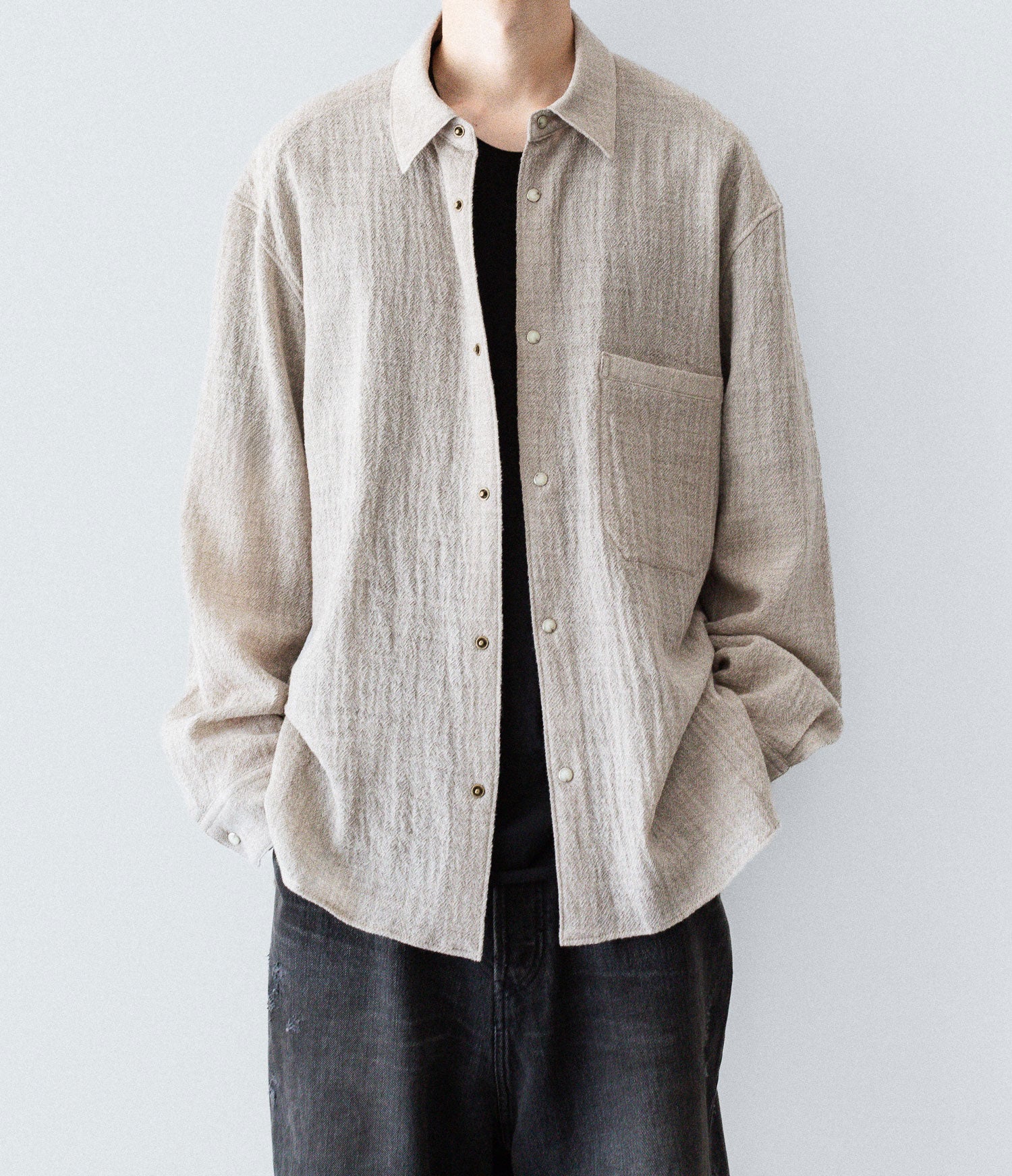 phebus フィーバス WOOL AMUNZEN SHIRTの BEIGE 公式通販サイトsession福岡セレクトショップ