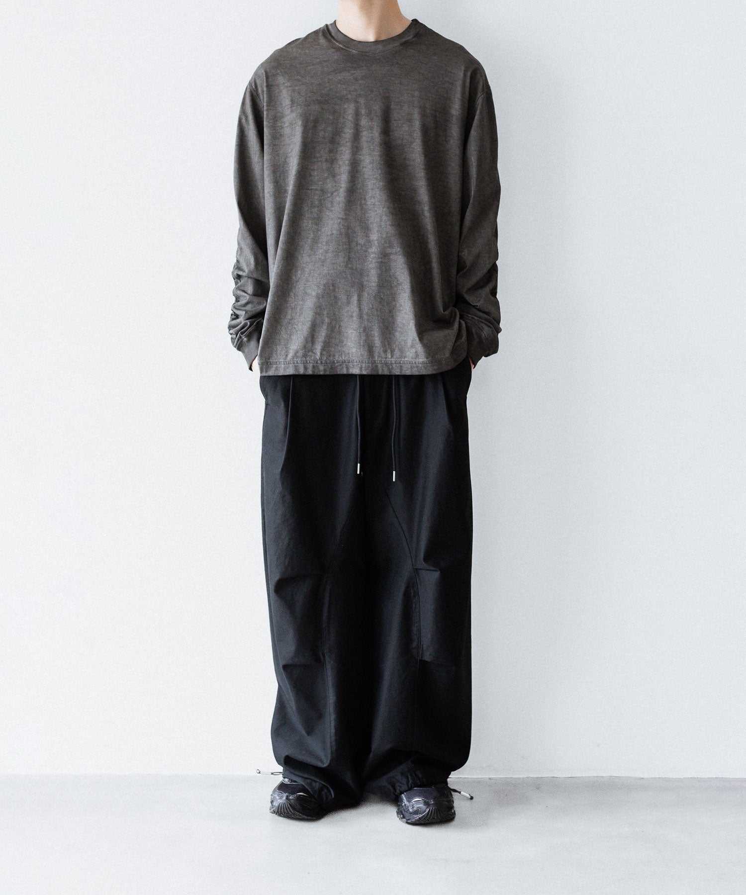 【 VEIN 】100/3 SUEDE JERSEY COLD DYED VESSEL L/S TEE - GRAY