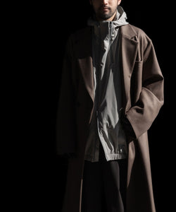 【ssstein】OVERSIZED MAXI-LENGTH DOUBLE BREASTED COAT - DARK GREIGE