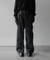 【stein】NYLON COMBINATION CHEMICAL BLEACHED DENIM JEANS - BLACK