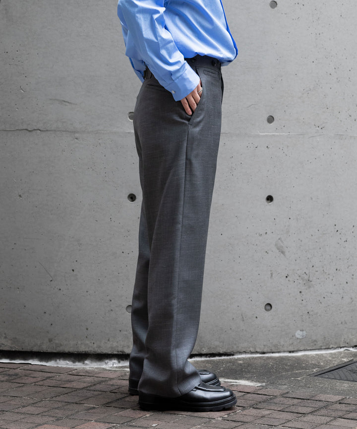 【INTÉRIM】VIRGIN WOOL SILK MOHAIR SUITING MIL BAGGY TROUSER - M.GRAY