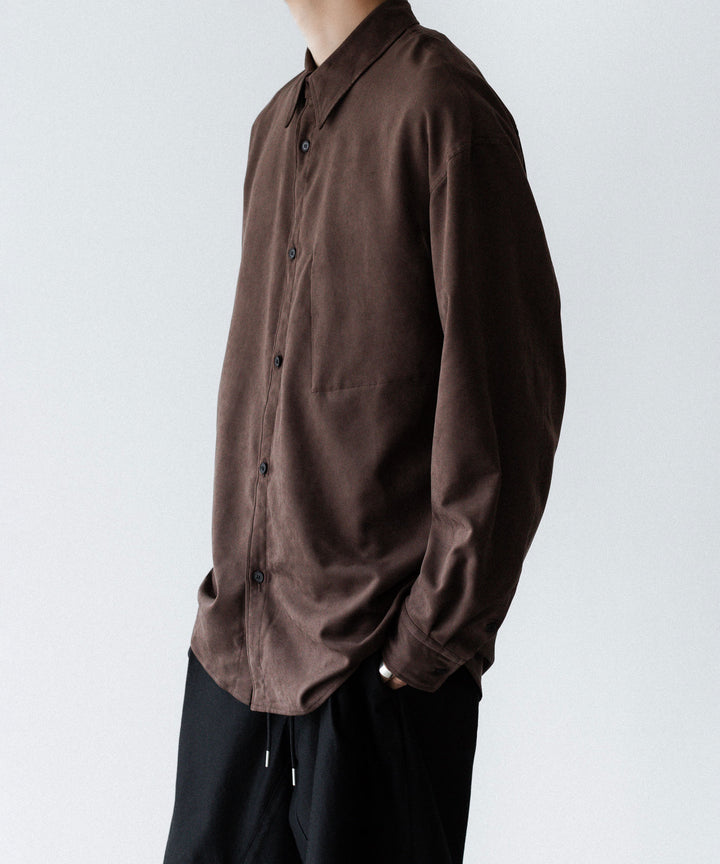 VEIN ヴェインのSYNTHETIC SUEDE LEATHER L/S SHIRT - BROWNの公式通販サイトsession福岡セレクトショップ