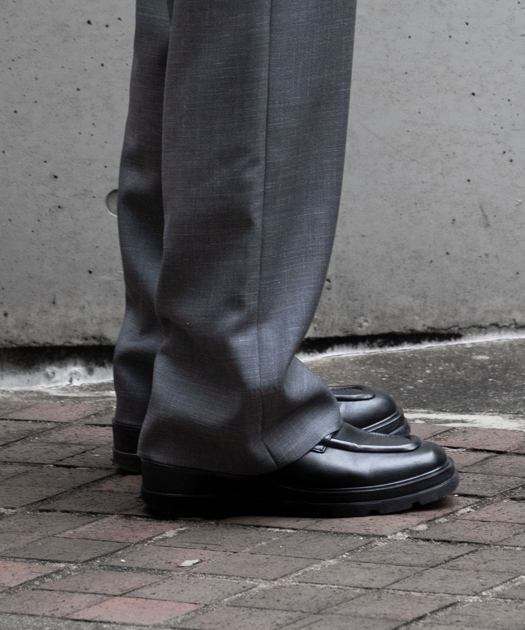 【INTÉRIM】VIRGIN WOOL SILK MOHAIR SUITING MIL BAGGY TROUSER - M.GRAY