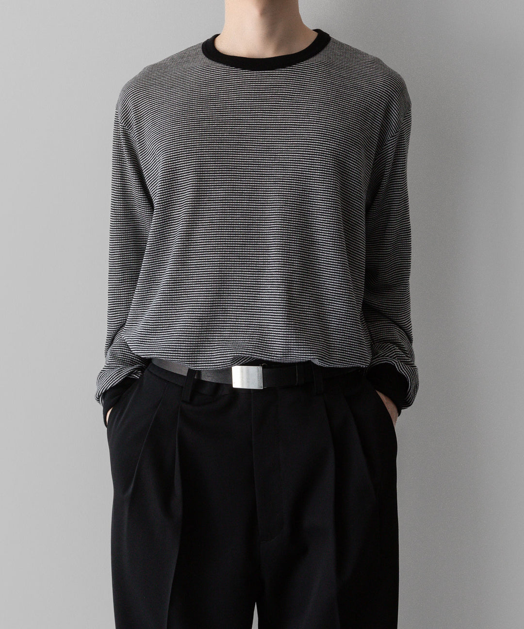 ssstein(シュタイン)の24AWコレクション STRIPED WOOL OVERSIZED LONG SLEEVE TEE - BLACK 公式通販サイトsession福岡セレクトショップ
