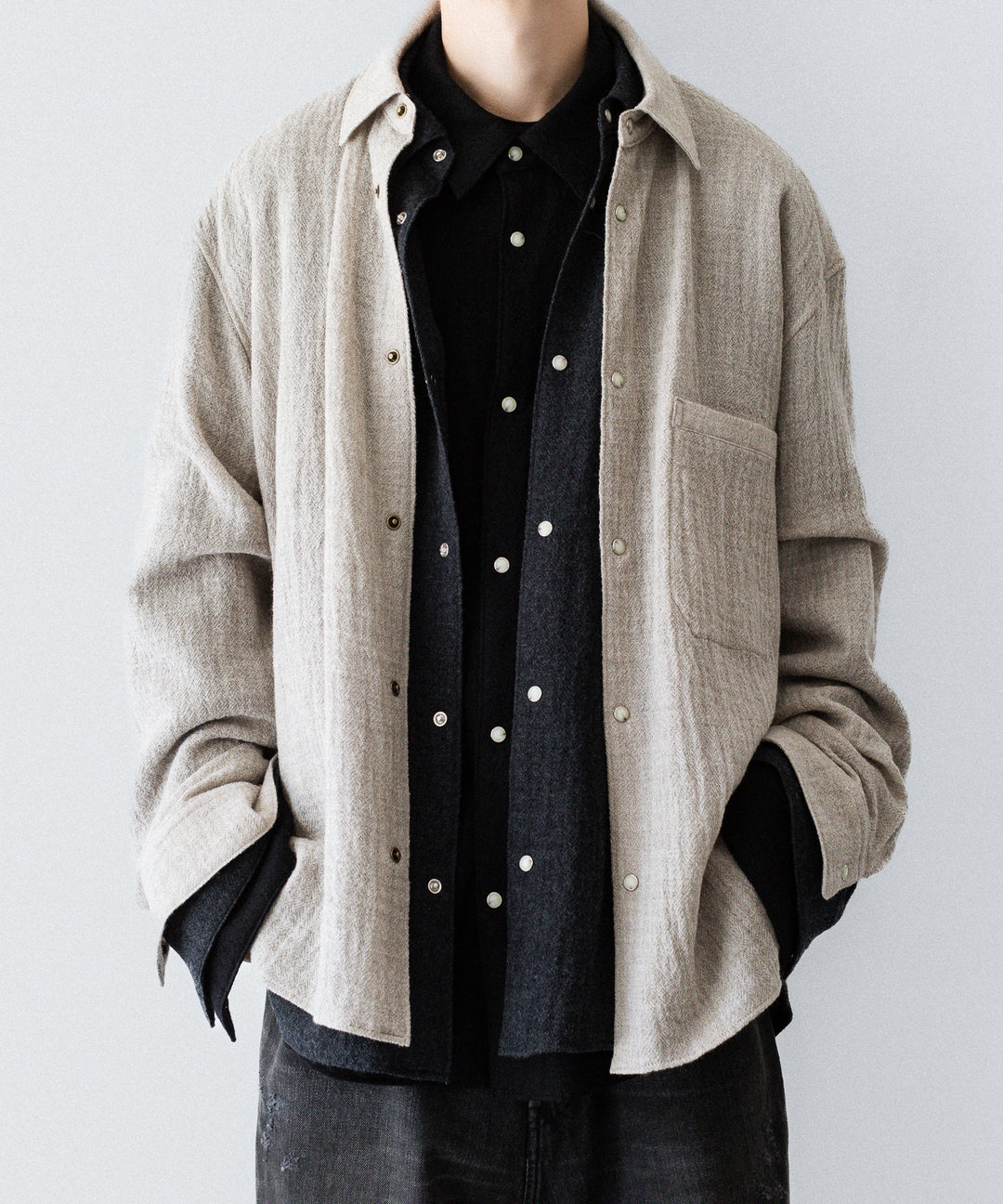 phebus フィーバス WOOL AMUNZEN SHIRTの BEIGE 公式通販サイトsession福岡セレクトショップ
