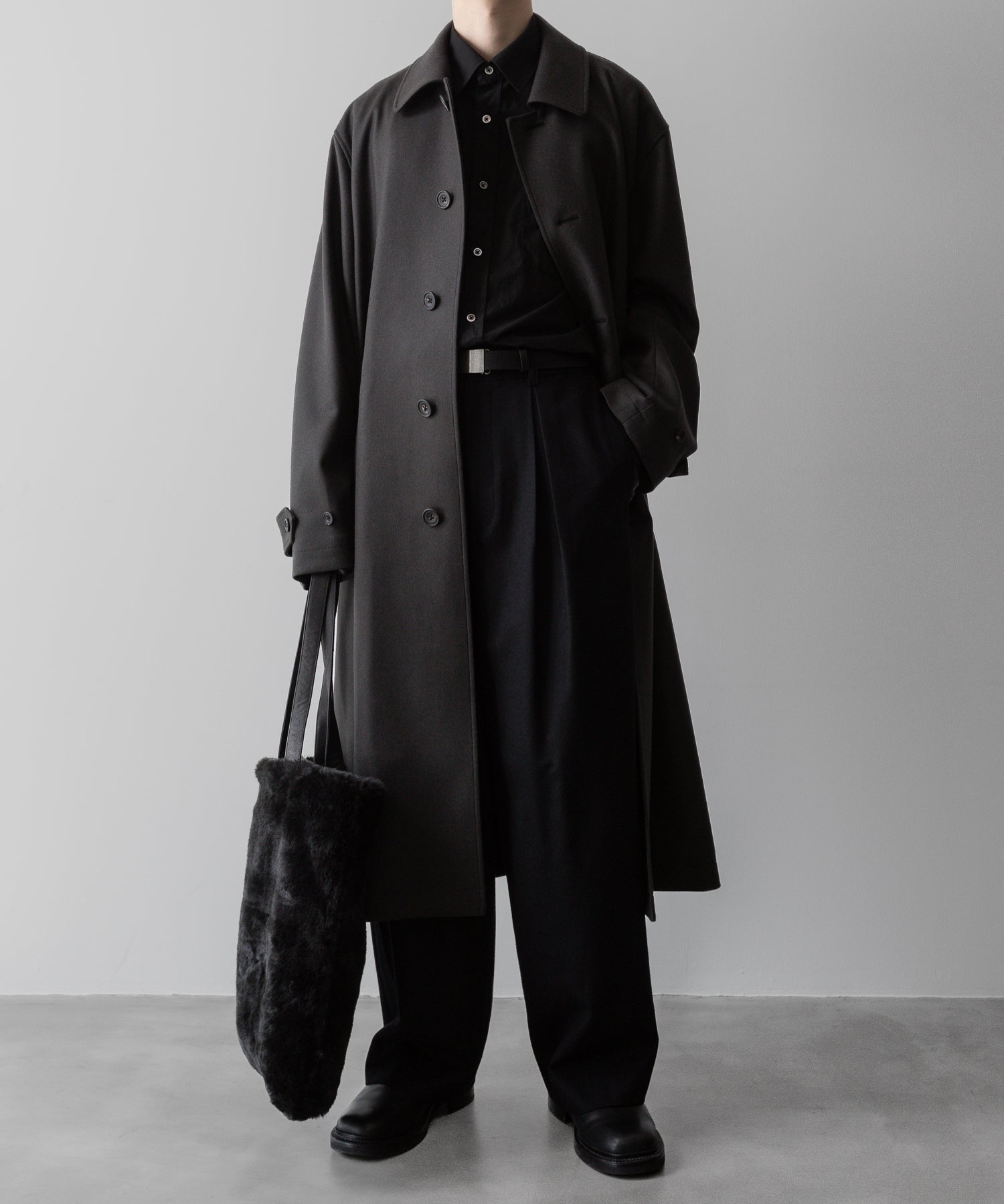 ssstein(シュタイン)の24AWコレクション EASY WIDE TROUSERS (2/72梳毛フラノ) - BLACK 公式通販サイトsession福岡セレクトショップ