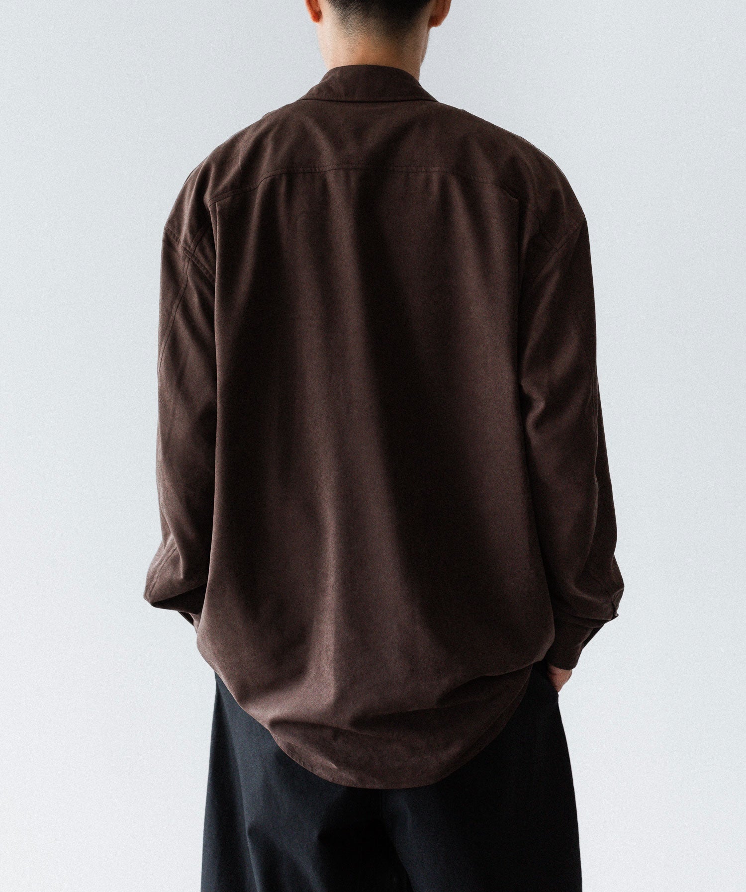 VEIN ヴェインのSYNTHETIC SUEDE LEATHER L/S SHIRT - BROWNの公式通販サイトsession福岡セレクトショップ