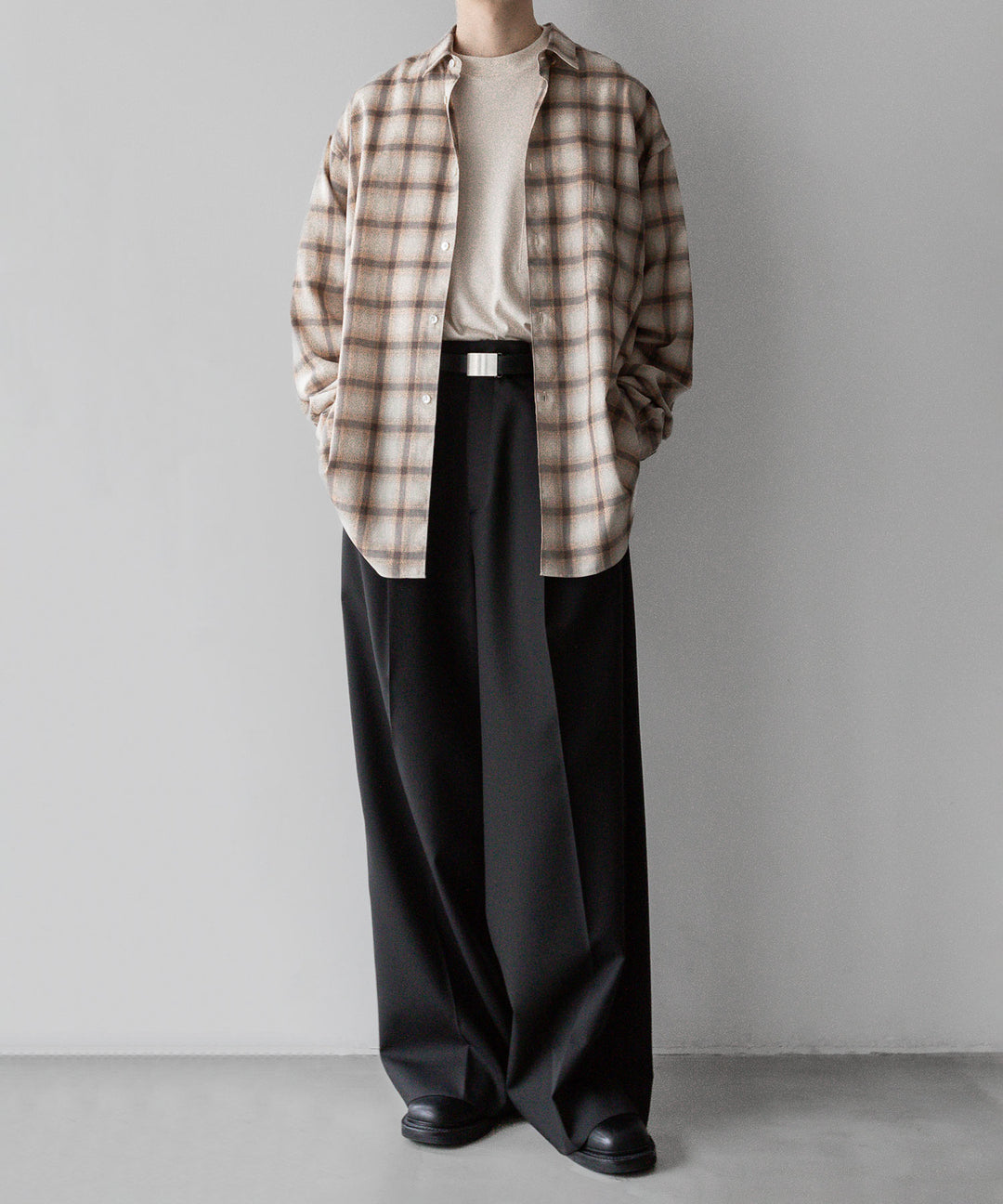 【INTÉRIM】インテリムのSUPIMA WOOL CHECK REGULAR COLLAR SHIRT - BROWN公式通販サイトsession福岡セレクトショップ