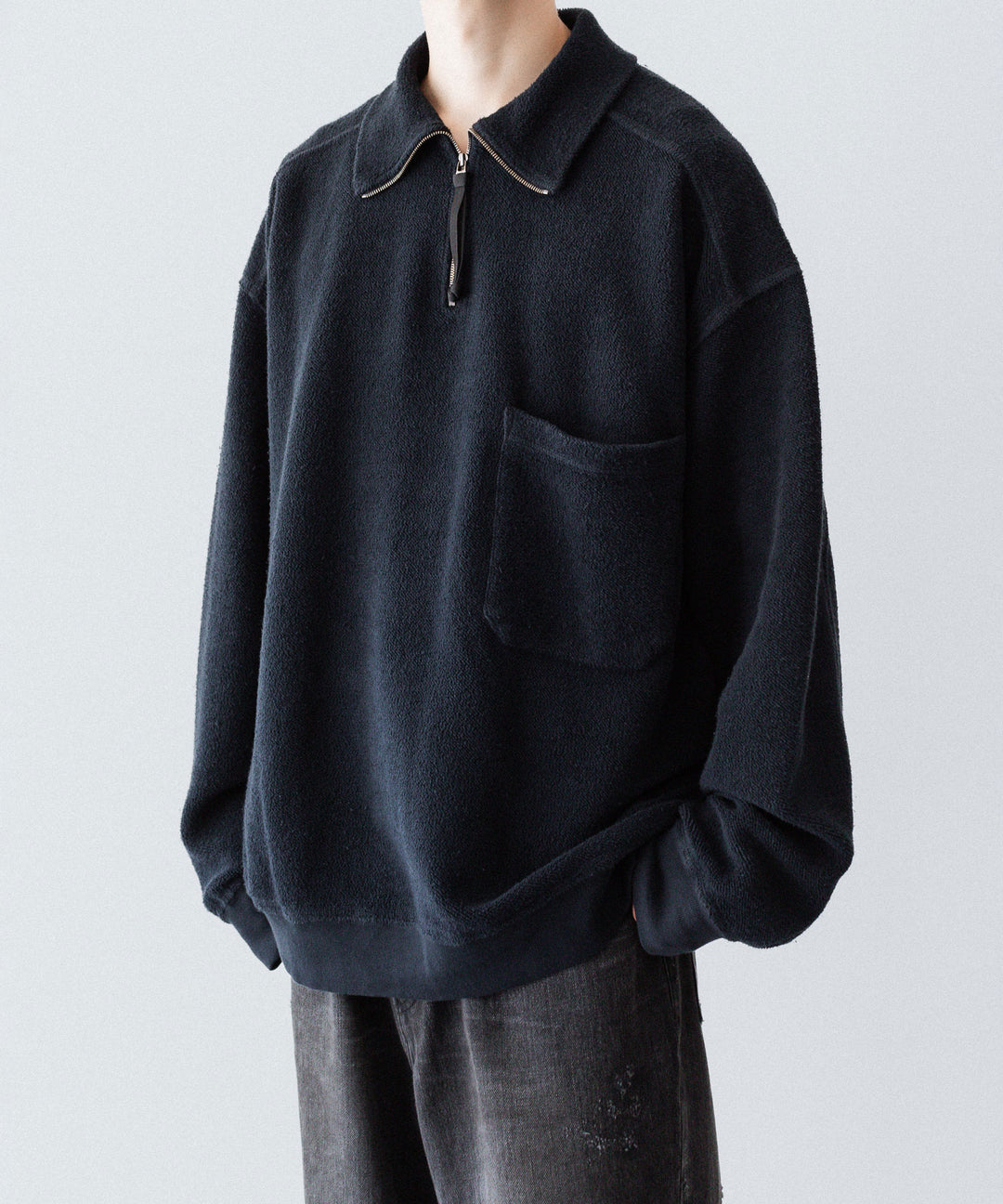 【phebus】SULFUR DYE FLEECE P/O - CAHRCOAL