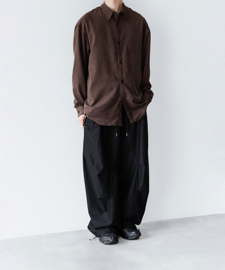 VEIN ヴェインのSYNTHETIC SUEDE LEATHER L/S SHIRT - BROWNの公式通販サイトsession福岡セレクトショップ