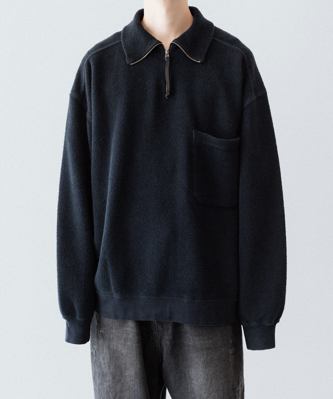 【phebus】SULFUR DYE FLEECE P/O - CAHRCOAL