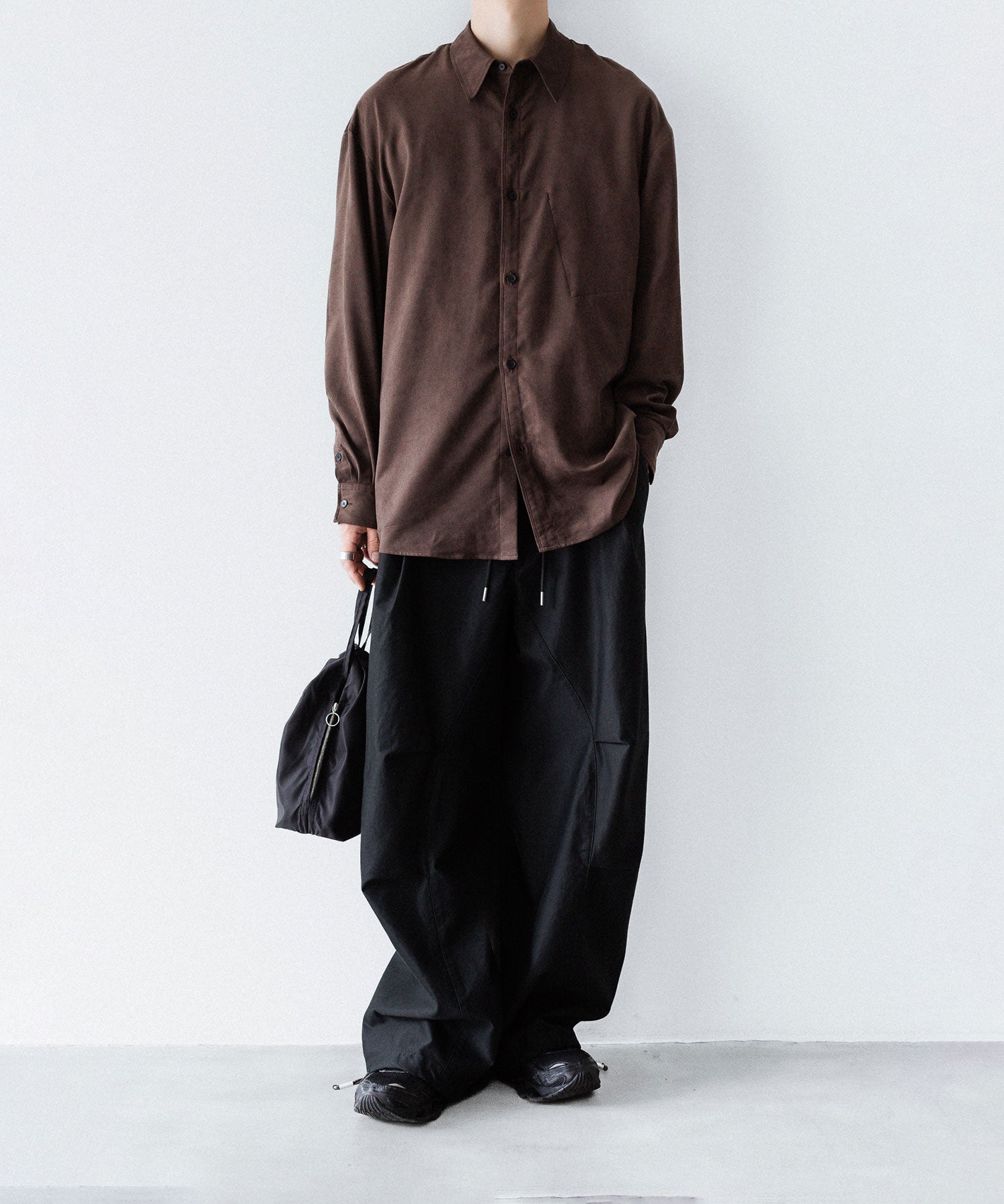 VEIN ヴェインのSYNTHETIC SUEDE LEATHER L/S SHIRT - BROWNの公式通販サイトsession福岡セレクトショップ