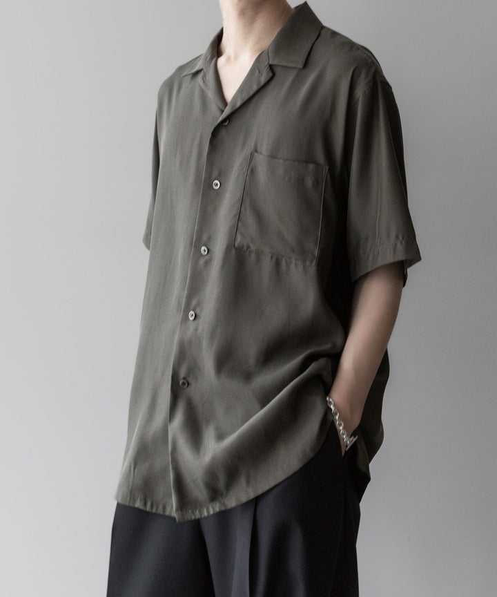 ssstein stein シュタインのOVERSIZED CUPRO OPEN COLLAR SS SHIRT - GREY KHAKI公式通販サイトsession福岡セレクトショップ