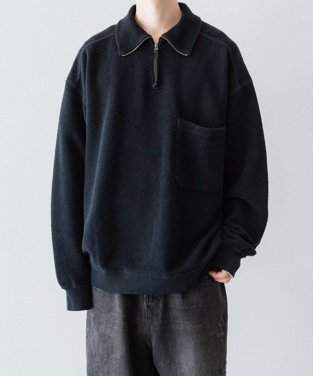 【phebus】SULFUR DYE FLEECE P/O - CAHRCOAL