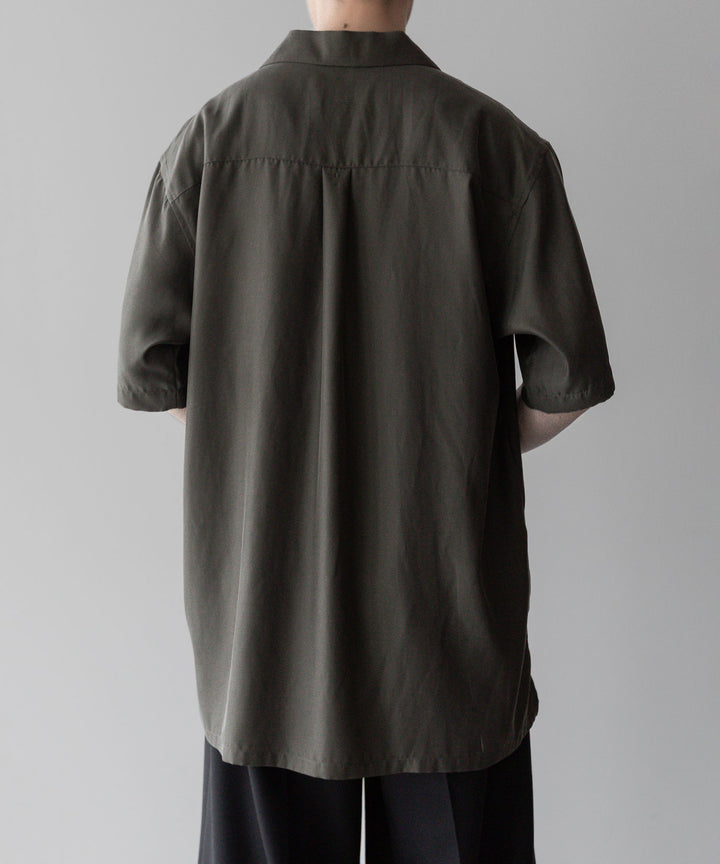 ssstein stein シュタインのOVERSIZED CUPRO OPEN COLLAR SS SHIRT - GREY KHAKI公式通販サイトsession福岡セレクトショップ