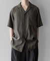 【stein】OVERSIZED CUPRO OPEN COLLAR SS SHIRT - GREY KHAKI