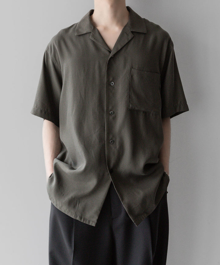 ssstein stein シュタインのOVERSIZED CUPRO OPEN COLLAR SS SHIRT - GREY KHAKI公式通販サイトsession福岡セレクトショップ