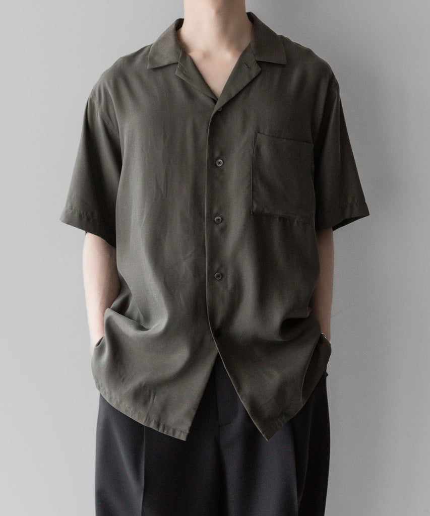 stein / シュタイン】OVERSIZED CUPRO OPEN COLLAR SS SHIRT - GREY