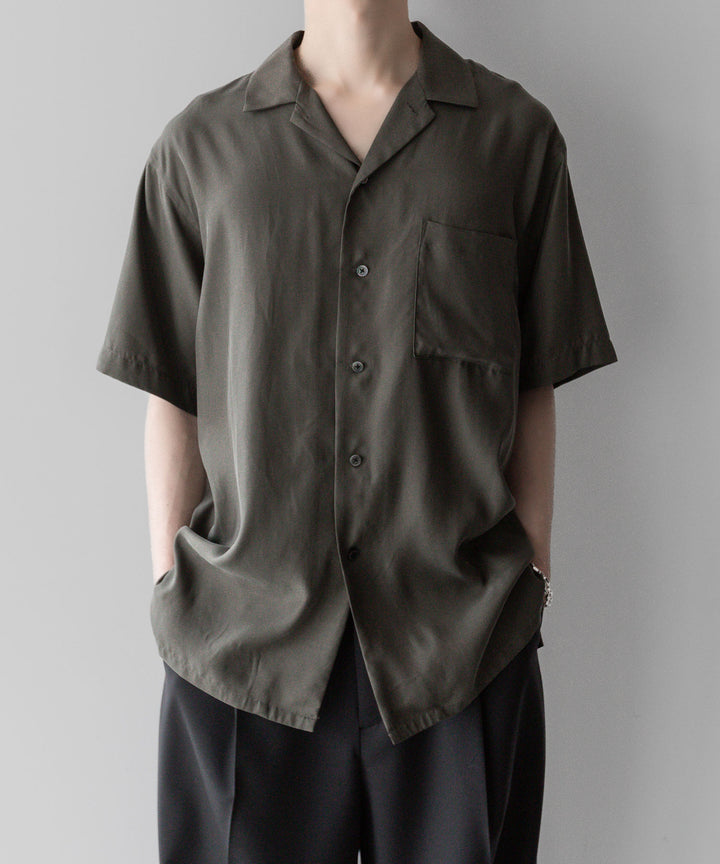 ssstein stein シュタインのOVERSIZED CUPRO OPEN COLLAR SS SHIRT - GREY KHAKI公式通販サイトsession福岡セレクトショップ